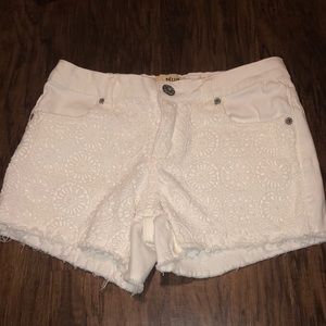 White Lace Jean Shorts